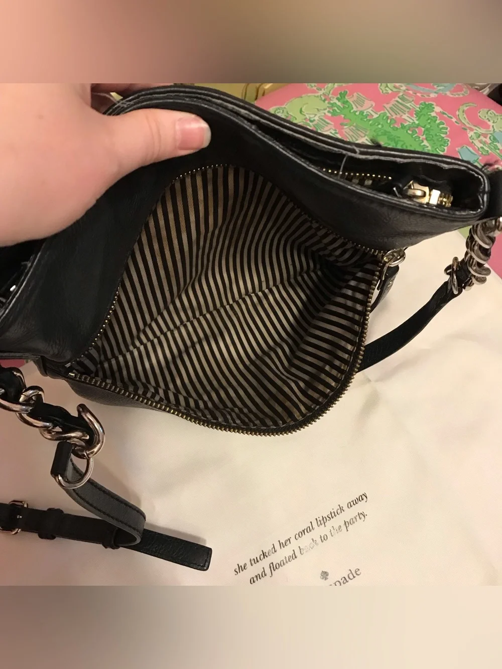Kate Spade black and silver cobble hill Ellen crossbody purse